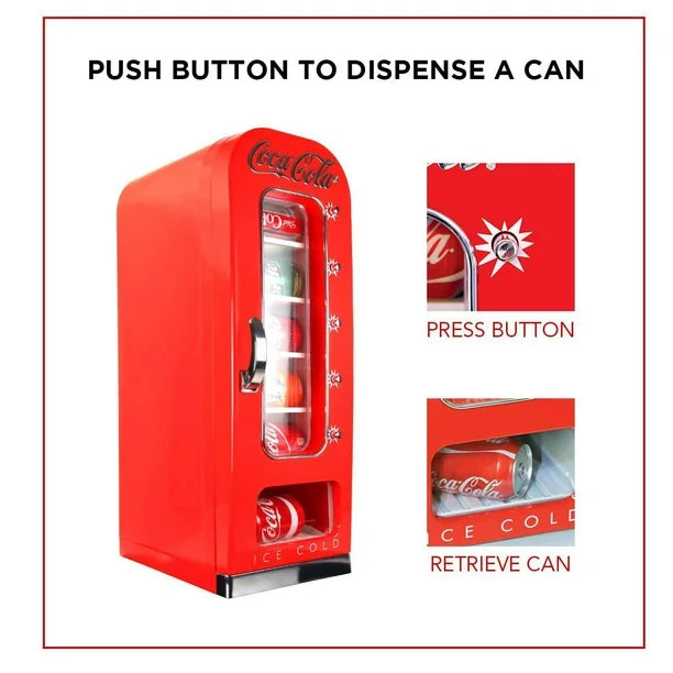 Veltra™ Retro Vending Machine Mini Fridge – 10 Can Capacity, Quiet Cooling