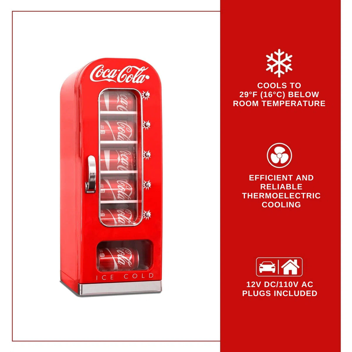 Veltra™ Retro Vending Machine Mini Fridge – 10 Can Capacity, Quiet Cooling